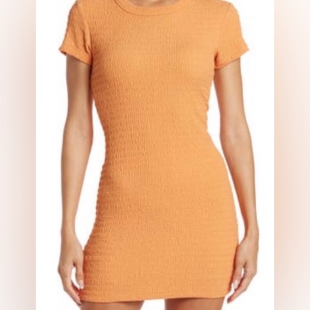 Elodie Coral Orange Women’s Scrunched Mini Dress